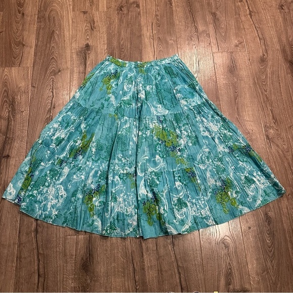 Women's Boho Maxi Skirt XL Cotton Peasant Cottagecore Flowy Lolita Tiered Floral - Picture 8 of 9